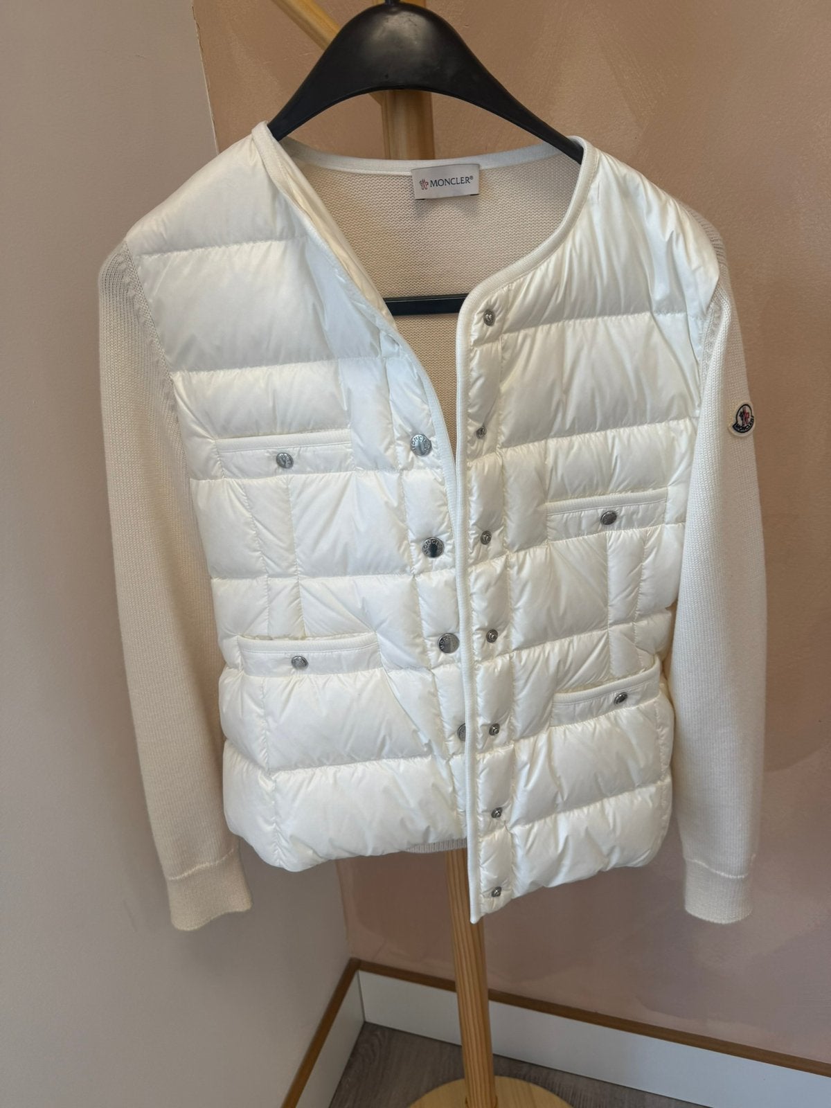 Moncler jas dames maat S - origineel, Ophalen of Verzenden, Zo goed als nieuw, Maat 36 (S), Beige