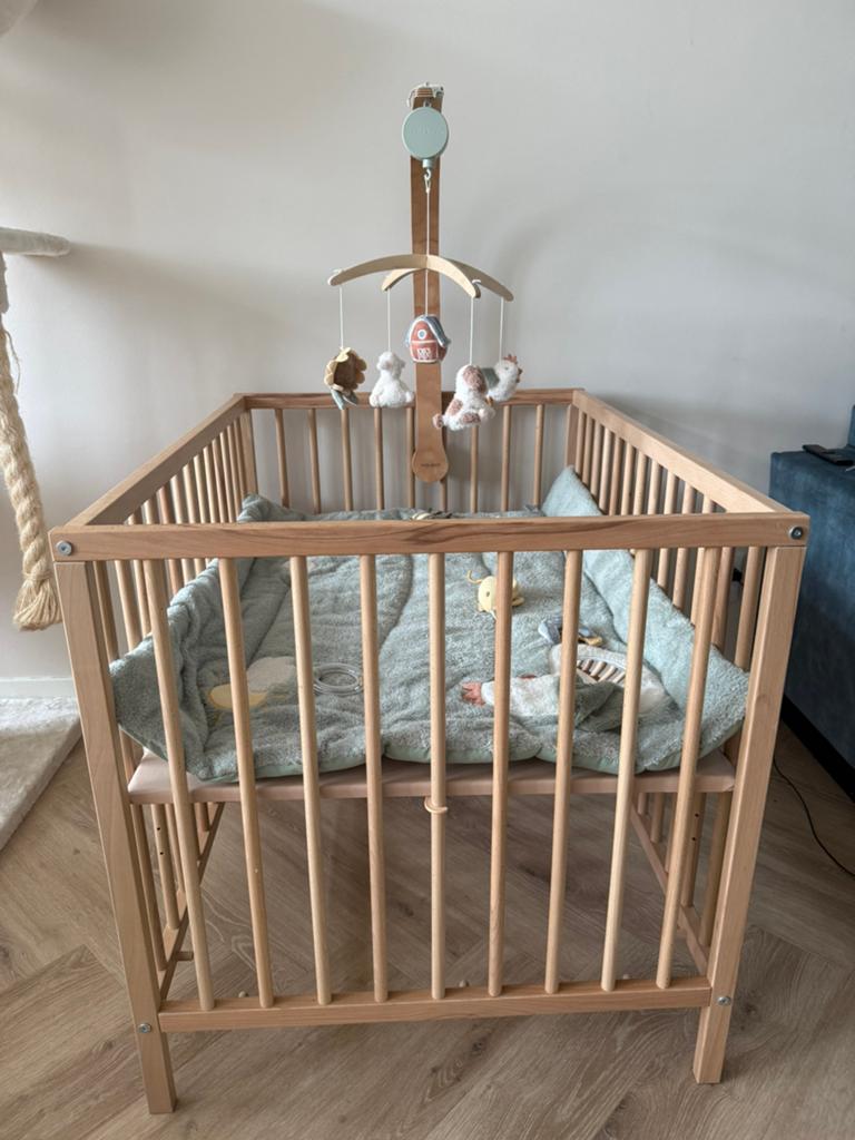 Baby Box + Boxkleed & Mobiel Little Dutch Farm, Kinderen en Baby's, Boxen, Ophalen, Zo goed als nieuw, Rechthoekig, In hoogte verstelbaar