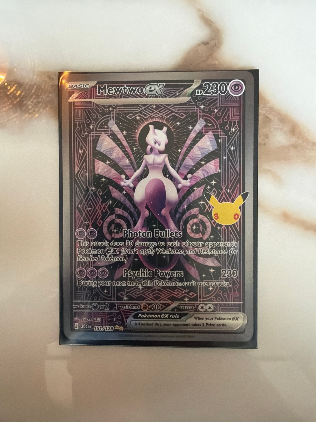 Mewtwo ex 151/128 - Pokémon Celebrations 30th Anniversary, Ophalen of Verzenden, Zo goed als nieuw, Losse kaart, Foil