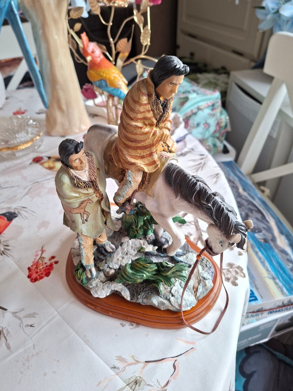 Decoratief Beeld: Indiaanse Scène met Paard, Ophalen of Verzenden