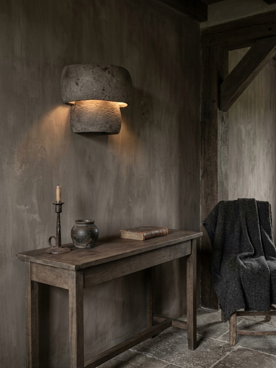 Robuuste Sobere Leem Wandlamp - Handgemaakt Organisch Design, Ophalen of Verzenden