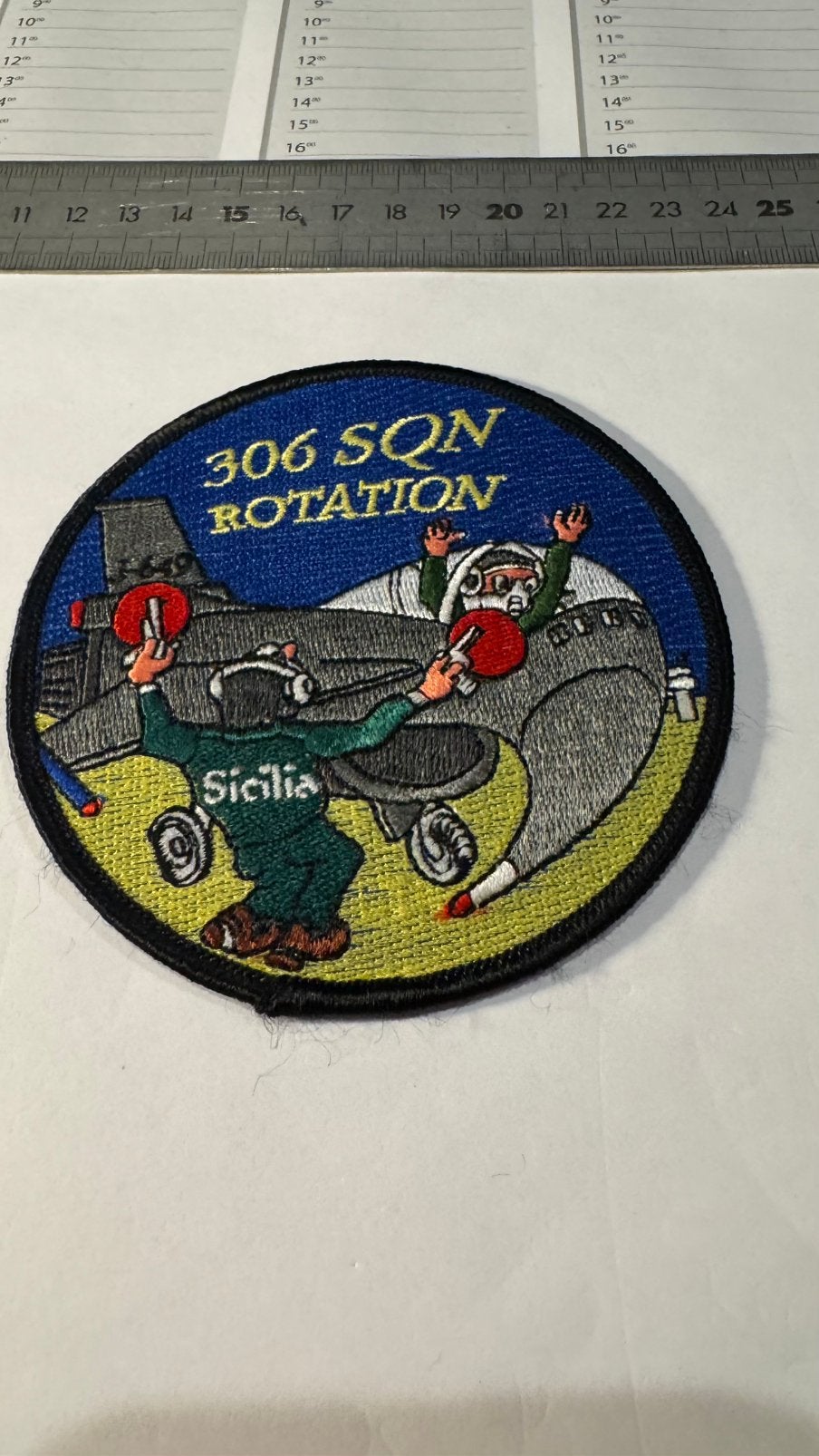 Patch 306 squadron rotatie sicilie, Verzamelen, Ophalen of Verzenden, Zo goed als nieuw, Patch, Badge of Embleem