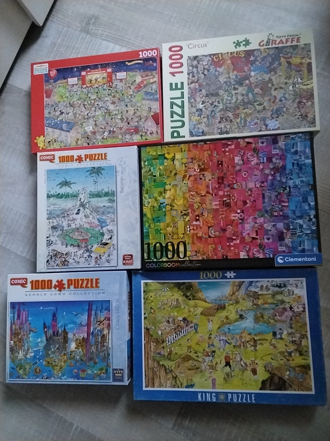 Diverse cartoon legpuzzels 1000st T.E.A.B, Ophalen, 500 t/m 1500 stukjes, Gebruikt, Legpuzzel