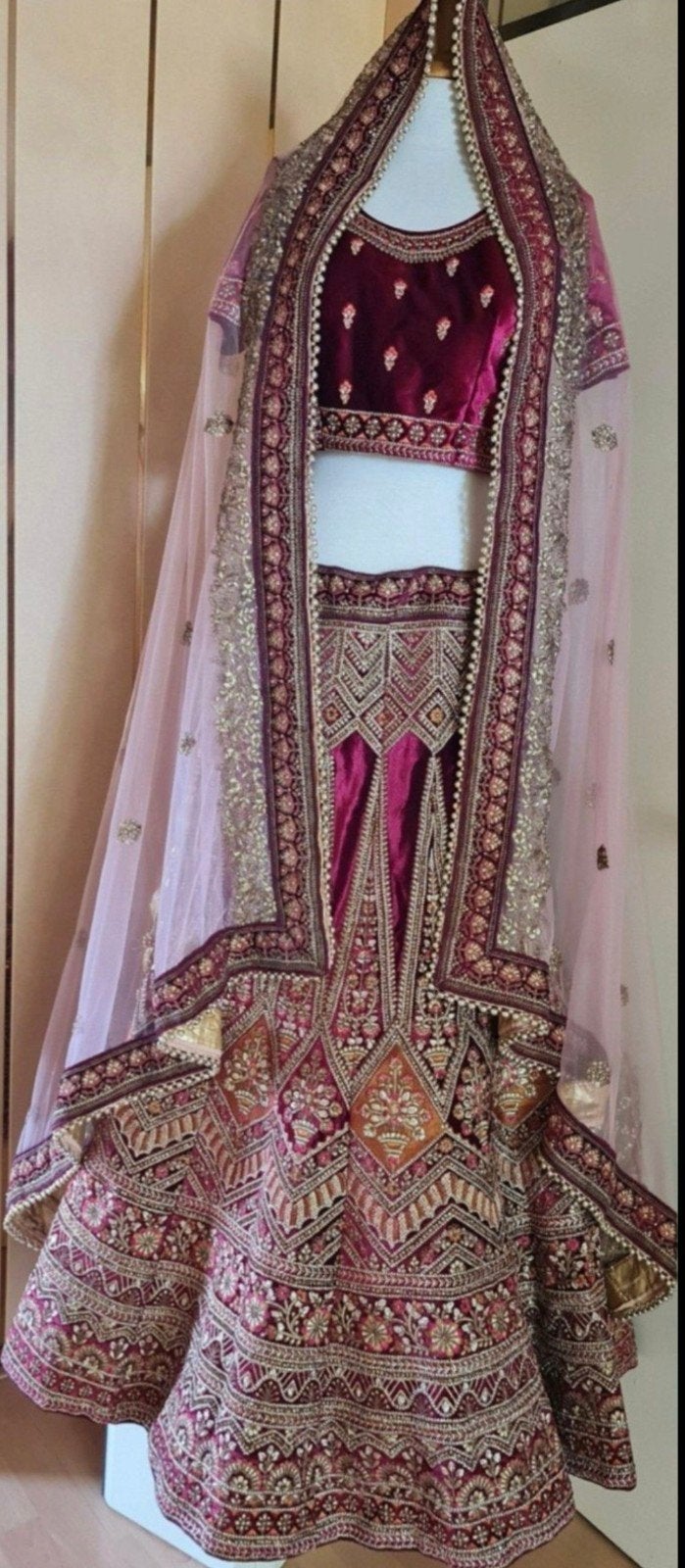 Nieuwe Indiase Bollywood Lehenga's met zware bewerking, Overige typen, Meerkleurig, Maat 42/44 (L), Nieuw