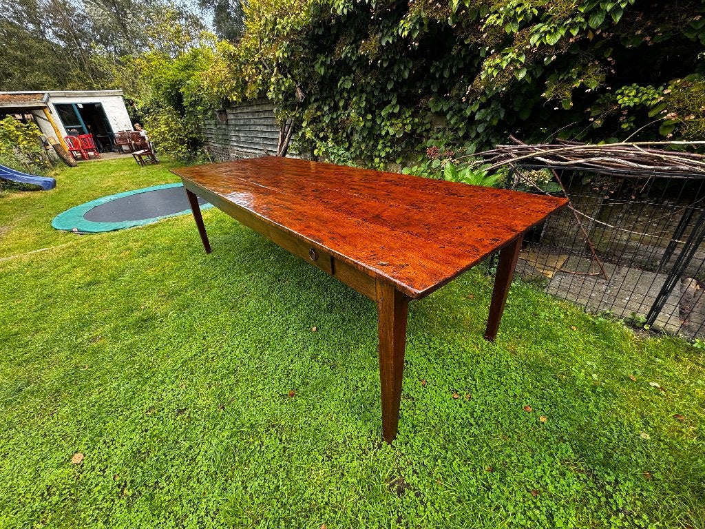Grote Massief Teakhouten Koloniale Eettafel set 8 Stoelen, Huis en Inrichting, Ophalen, Gebruikt, Teakhout, 200 cm of meer