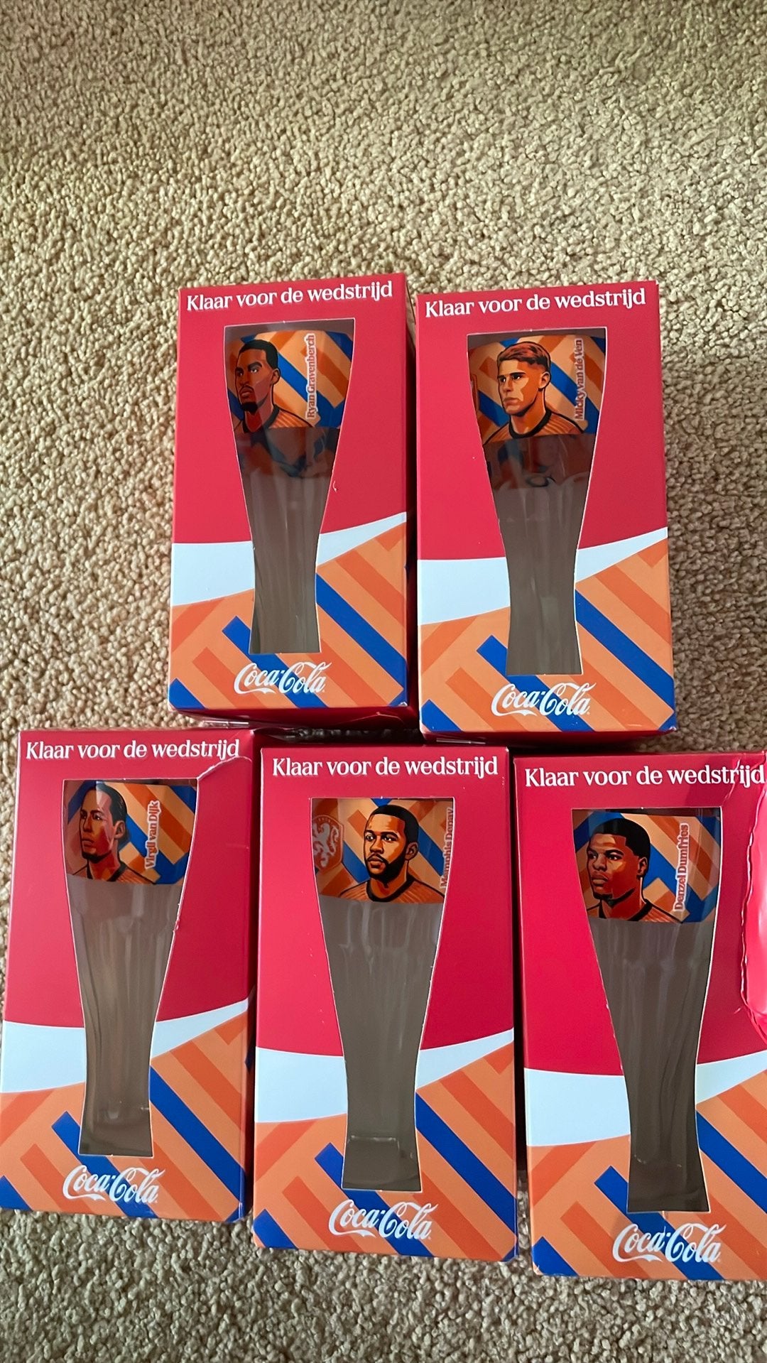 5 Coca Cola glazen Wk voetbal klaar voor de wedstrijd Oranje, Ophalen of Verzenden, Nieuw, Buitenlandse clubs