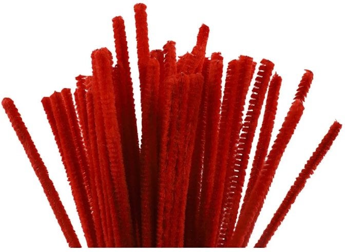 Deco chenille draad rood 50 stuks dikte 6 mm lengte 30 cm, ., Overige thema's, Nieuw, Ophalen of Verzenden