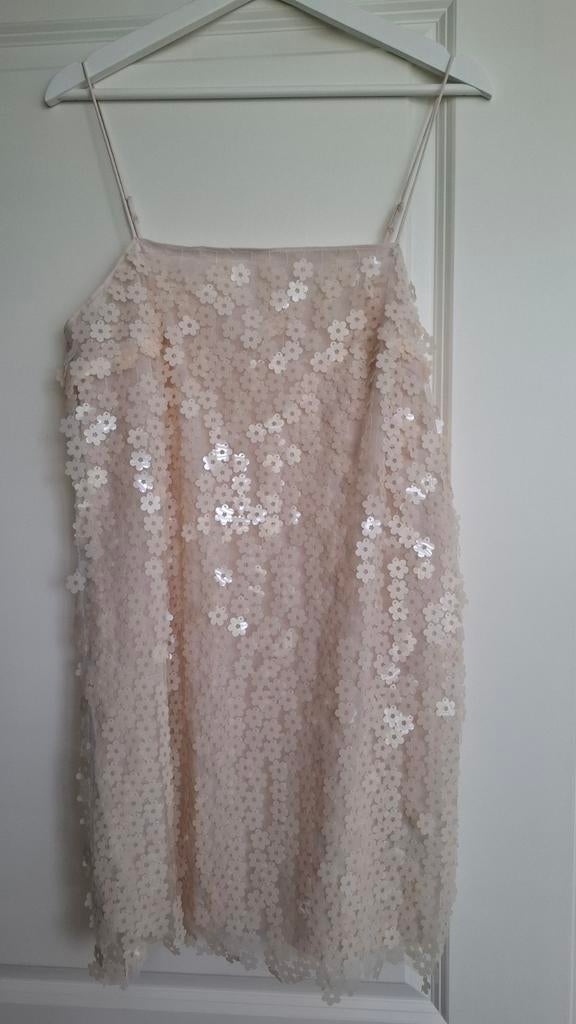 H&M pailletten jurk, maat M, Maat 38/40 (M), H&M, Verzenden, Beige