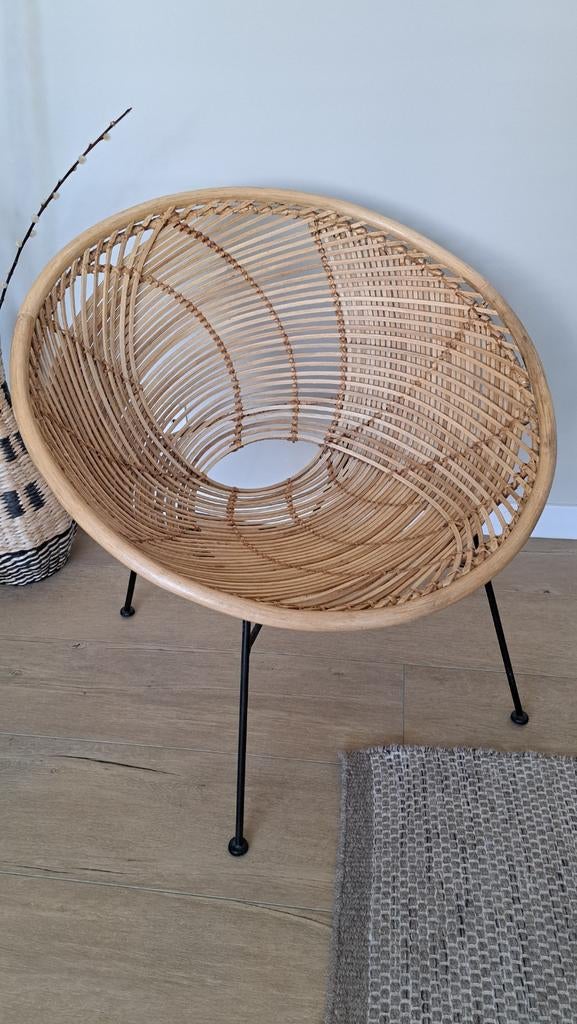 HK Living Rattan Ball  rotan fauteuil met metalen poten, Overige kleuren, Bohemian, Modern, Ophalen of Verzenden, Zo goed als nieuw