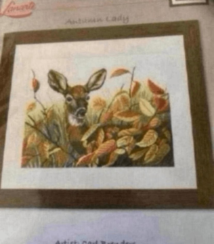 BORDUURPAKKET LANARTE AUTUMN LADY, Hobby en Vrije tijd, Borduren en Borduurmachines, Verzenden, Nieuw, Handborduren, Borduurpakket