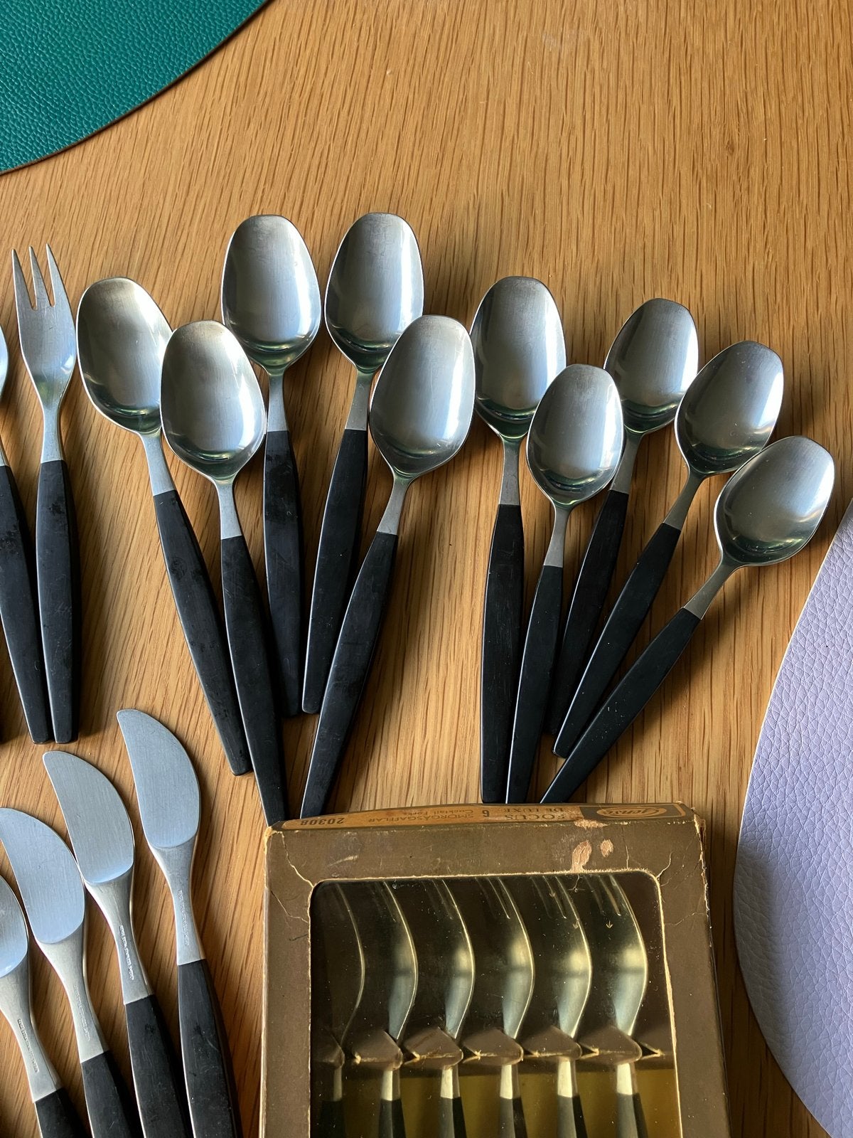Vintage Bestekset - Lepels, Vorken, Messen - Zwart Handvat, Ophalen of Verzenden