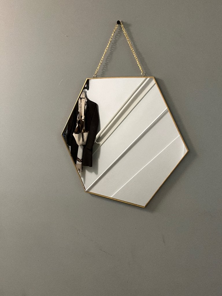 4 Nieuwe Spiegels 6 hoekig van Mica Decorations Goudkleur, Ophalen, Minder dan 50 cm, Nieuw, Minder dan 100 cm