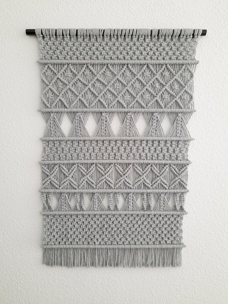 Wandkleed macrame grijs 55 x 85 cm, Huis en Inrichting, Eigen ontwerp, 85 cm, Wandkleed, Nieuw