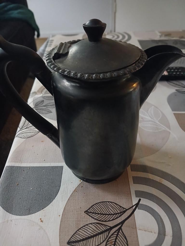 Antieke tinnen theepot/koffiepot, Ophalen of Verzenden