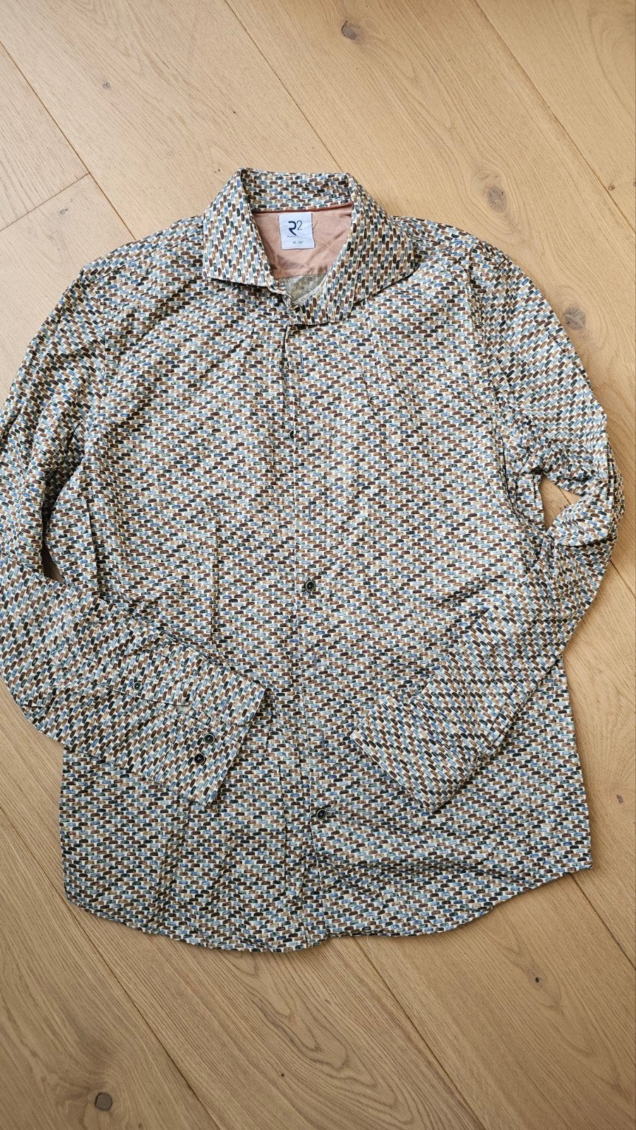 R2 Amsterdam heren overhemd maat L, Kleding | Heren, Blauw, Ophalen of Verzenden, Zo goed als nieuw, Halswijdte 41/42 (L)