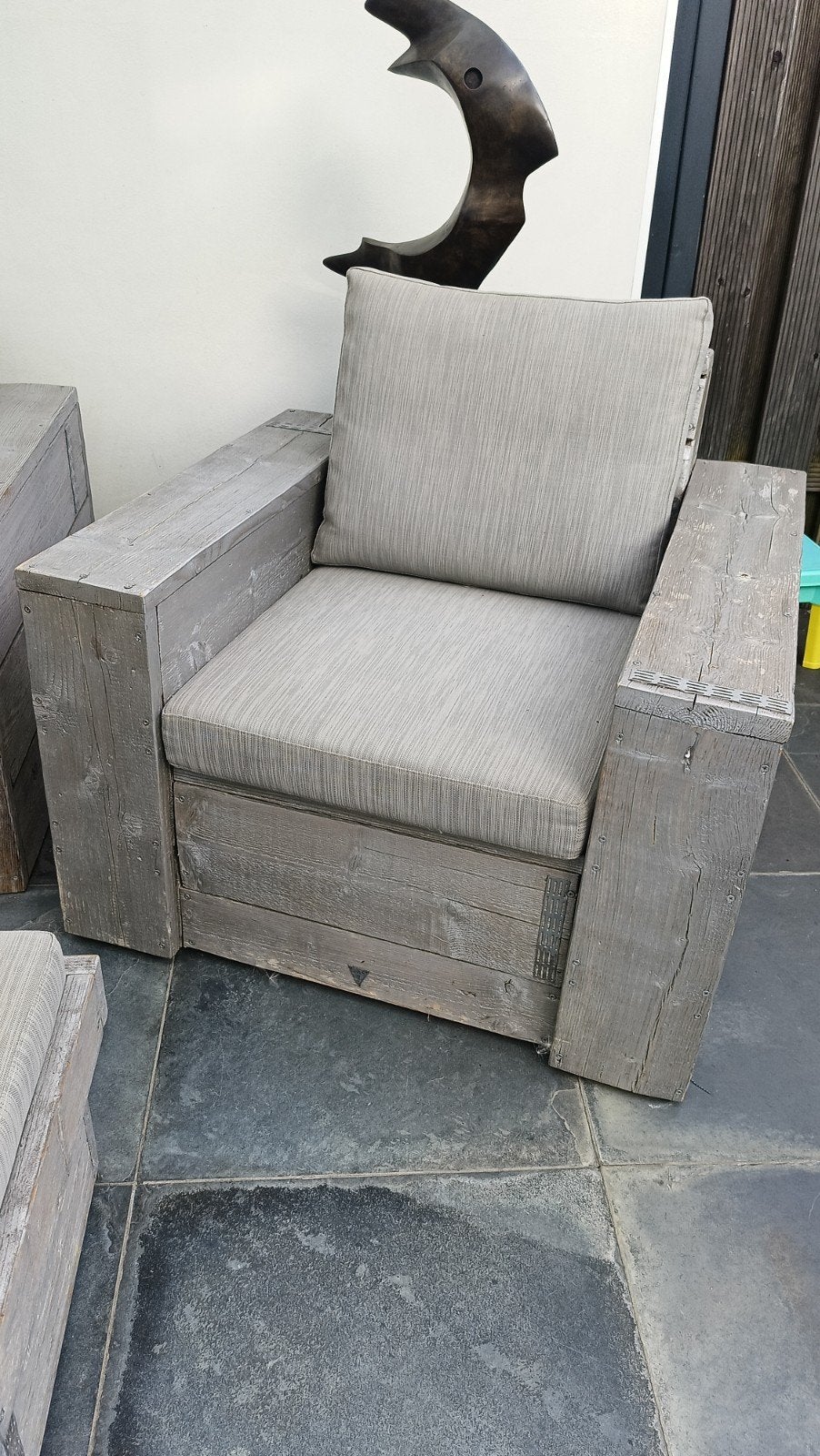 grote relax fauteuil, Tuin en Terras, Tuinsets en Loungesets, Steigerhout, Ophalen of Verzenden, Zo goed als nieuw, Loungeset