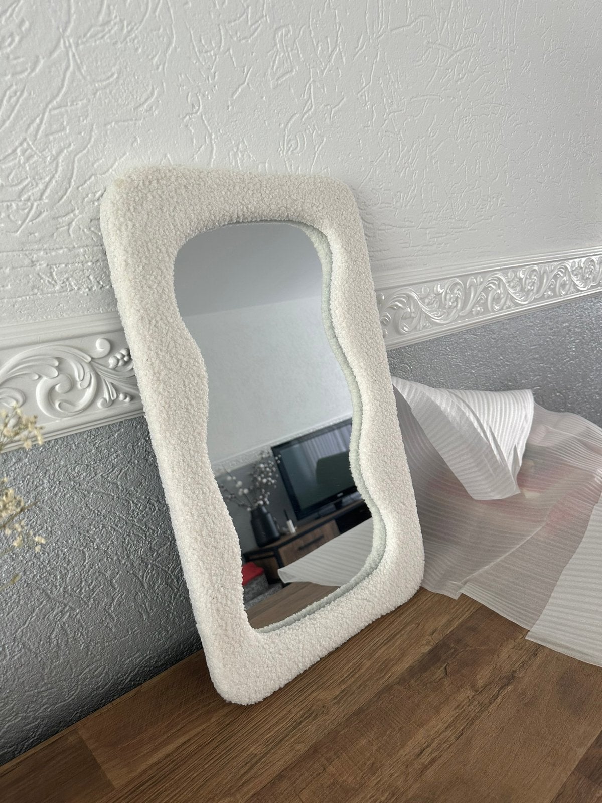 Witte teddy wave spiegel 60x37 cm (2 stuks beschikbaar), Minder dan 50 cm, Nieuw, Ophalen of Verzenden, Minder dan 100 cm