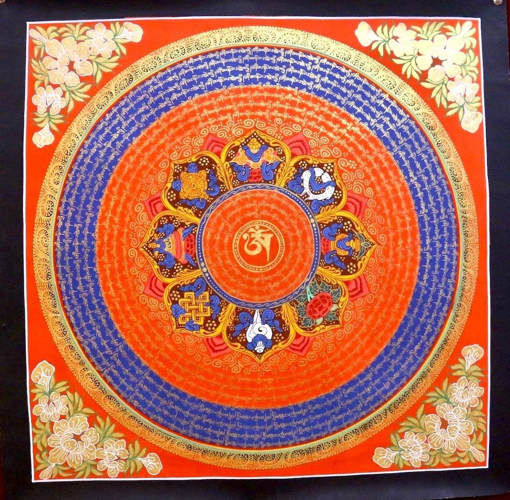 Mantra mandala's te koop uit Nepal, 50 cm, Ophalen of Verzenden, Meerkleurig, Handgemaakt
