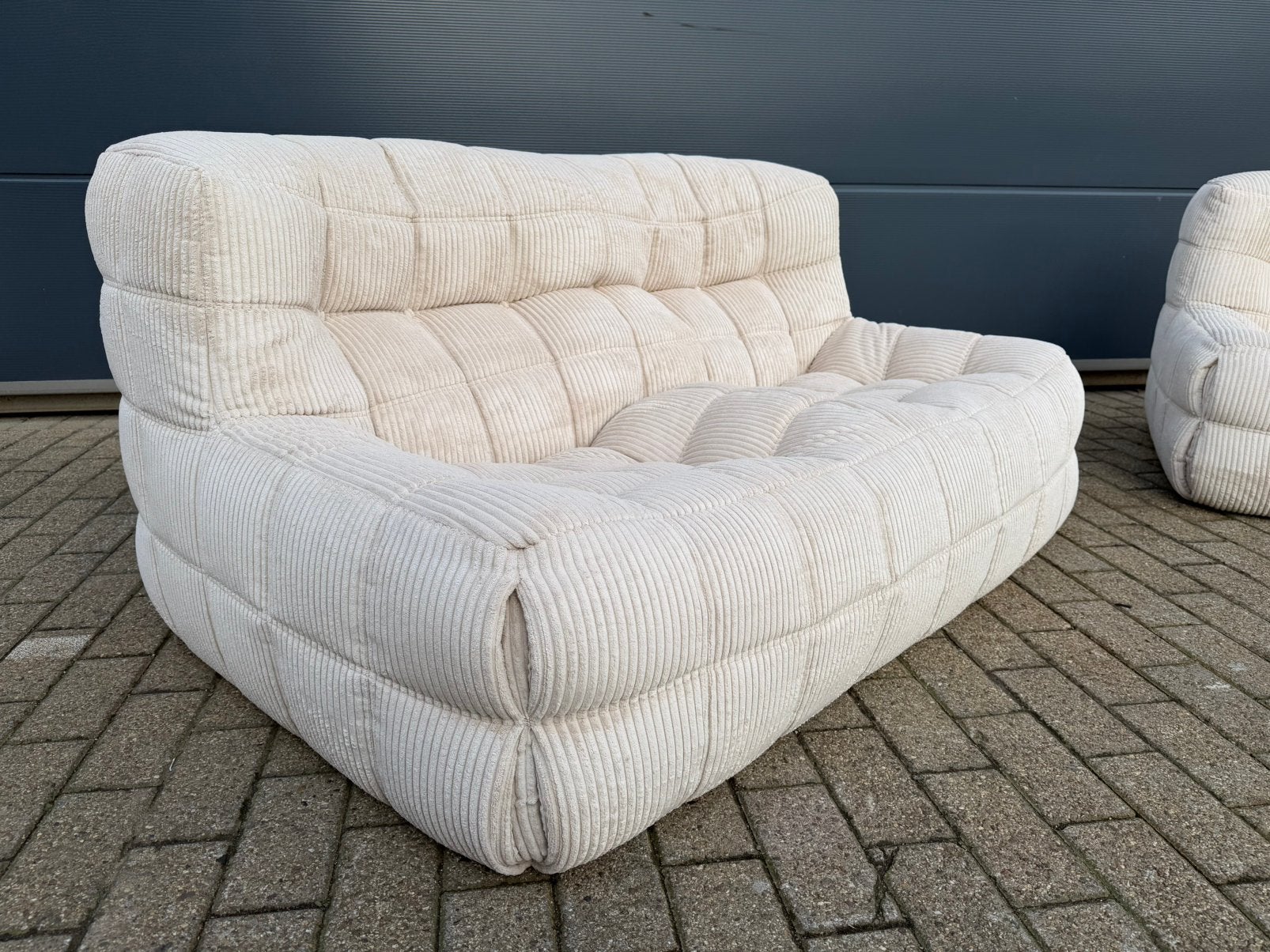Ligne Roset Kashima (‘84) 2zit in Beige corduroy 10/10!!, Ophalen of Verzenden, Minder dan 50 cm, Leolux edra vitra knoll artifort mah jong b&b italia cassina