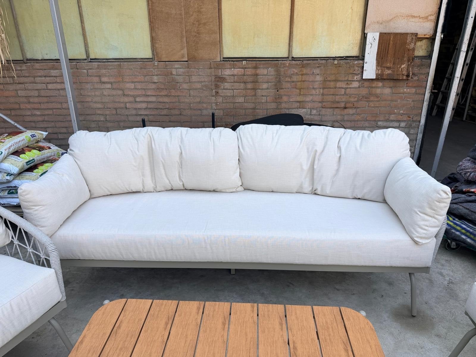 Complete Loungeset met Bank, 2 Stoelen en Bijzettafel, Tuin en Terras, Tuinsets en Loungesets, Ophalen, 4 zitplaatsen, Loungeset