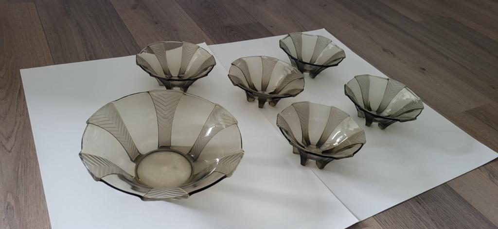 Walther Glas Art Deco Dessertschaal met 5 schaaltjes, Ophalen of Verzenden