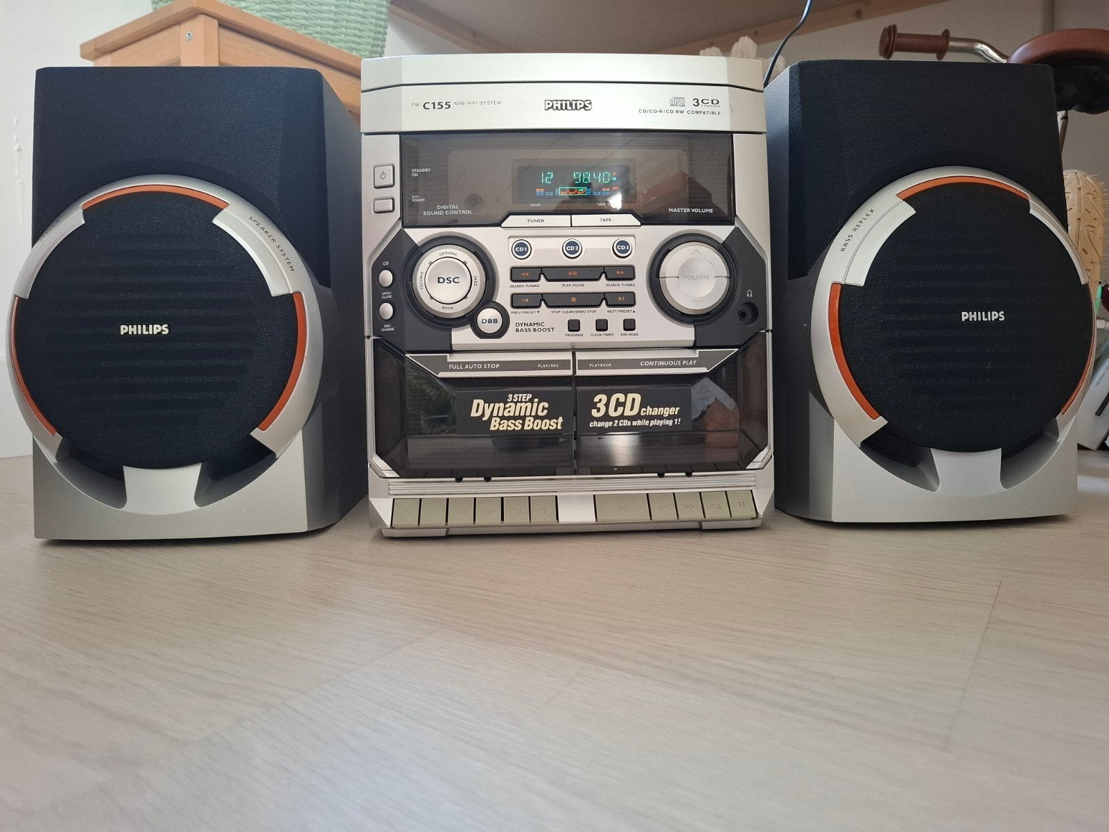 Philips FW-C155 Mini Hifi Systeem met 3 CD-wisselaar, Ophalen, Cassettedeck, Philips