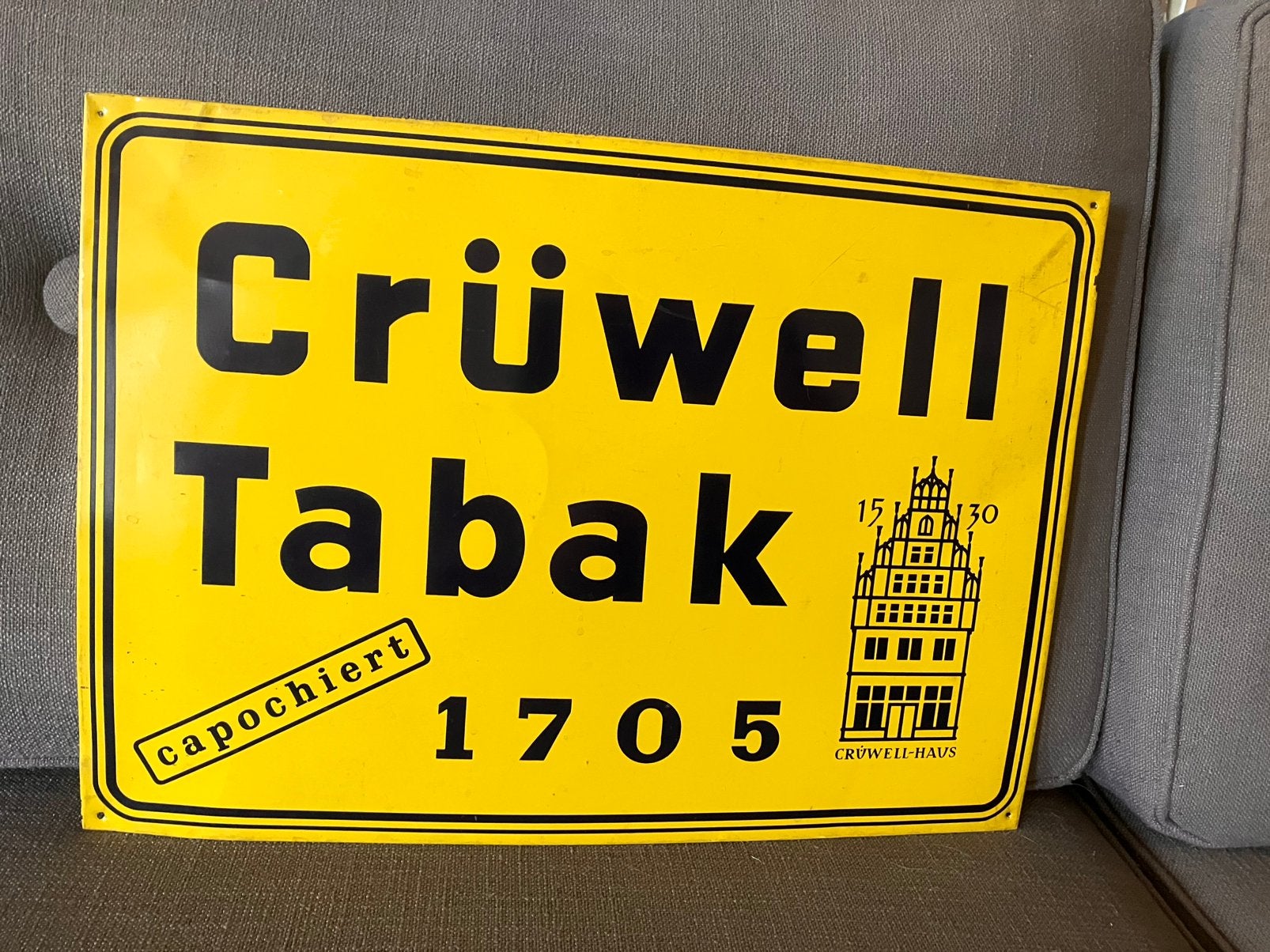 Cruwell tabak reclamebord geen emaille bord vintage, Ophalen of Verzenden, Gebruikt, Reclamebord