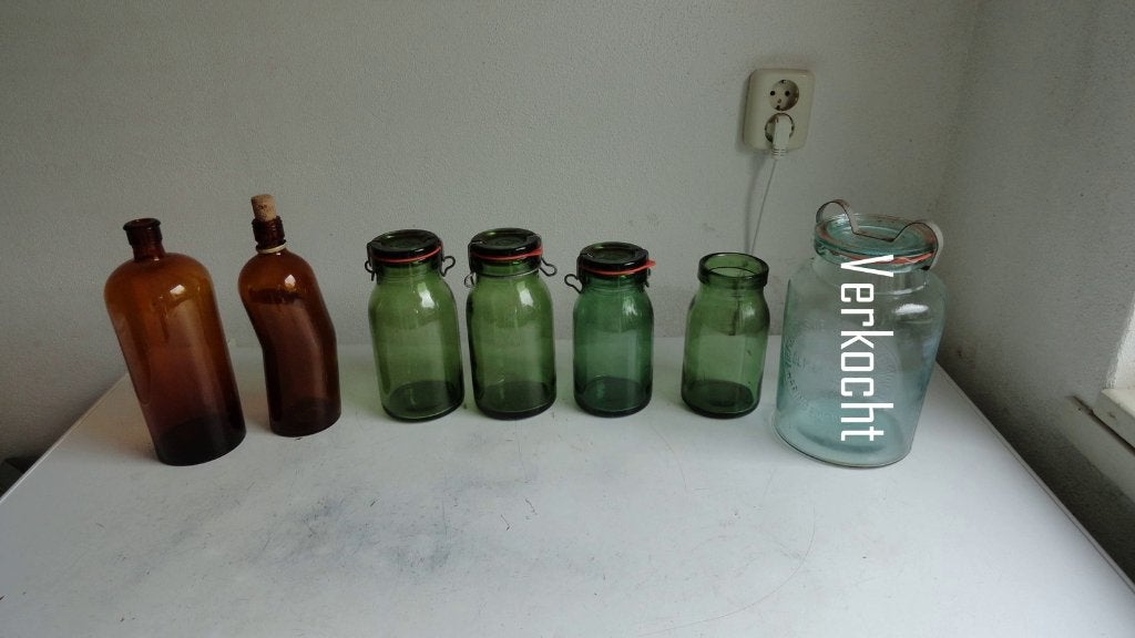 Weckflessen en apothekerspotten, antiek, Antiek en Kunst, Ophalen of Verzenden