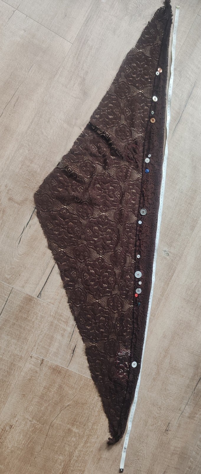 Bruine tribal buikdans sjaal met schattige knoopjes, Handgemaakt, Ophalen of Verzenden, Gedragen