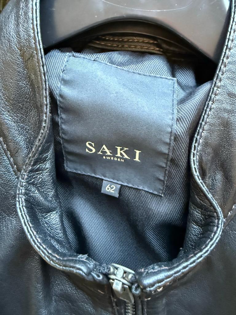 Saki Sweden Leren Jas Maat 62 Zwart, Ophalen of Verzenden, Gedragen, Overige maten, Zwart