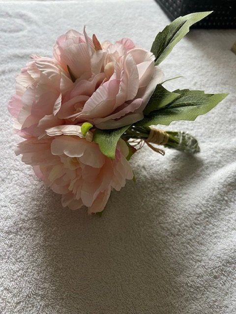 Leuk boeketje rozen uit rookvrij huis mag met vaasje, Binnen, Roze, Textiel, Ophalen of Verzenden
