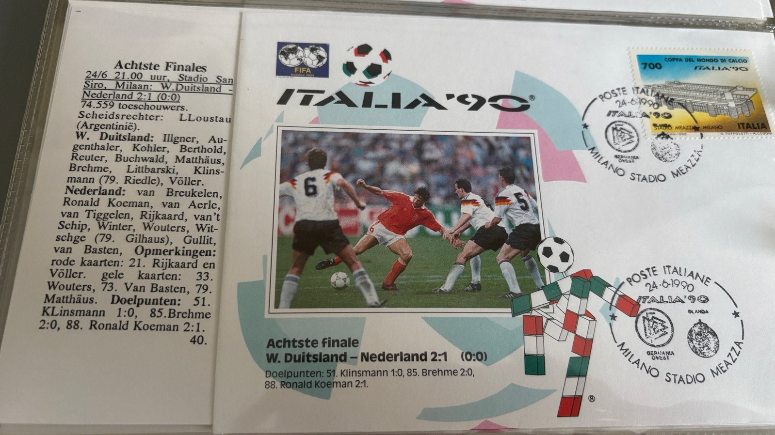 Eerstedagenveloppen wk  voetbal 1990, Postzegels en Munten, Postzegels | Eerstedagenveloppen, Nederland, Ophalen of Verzenden
