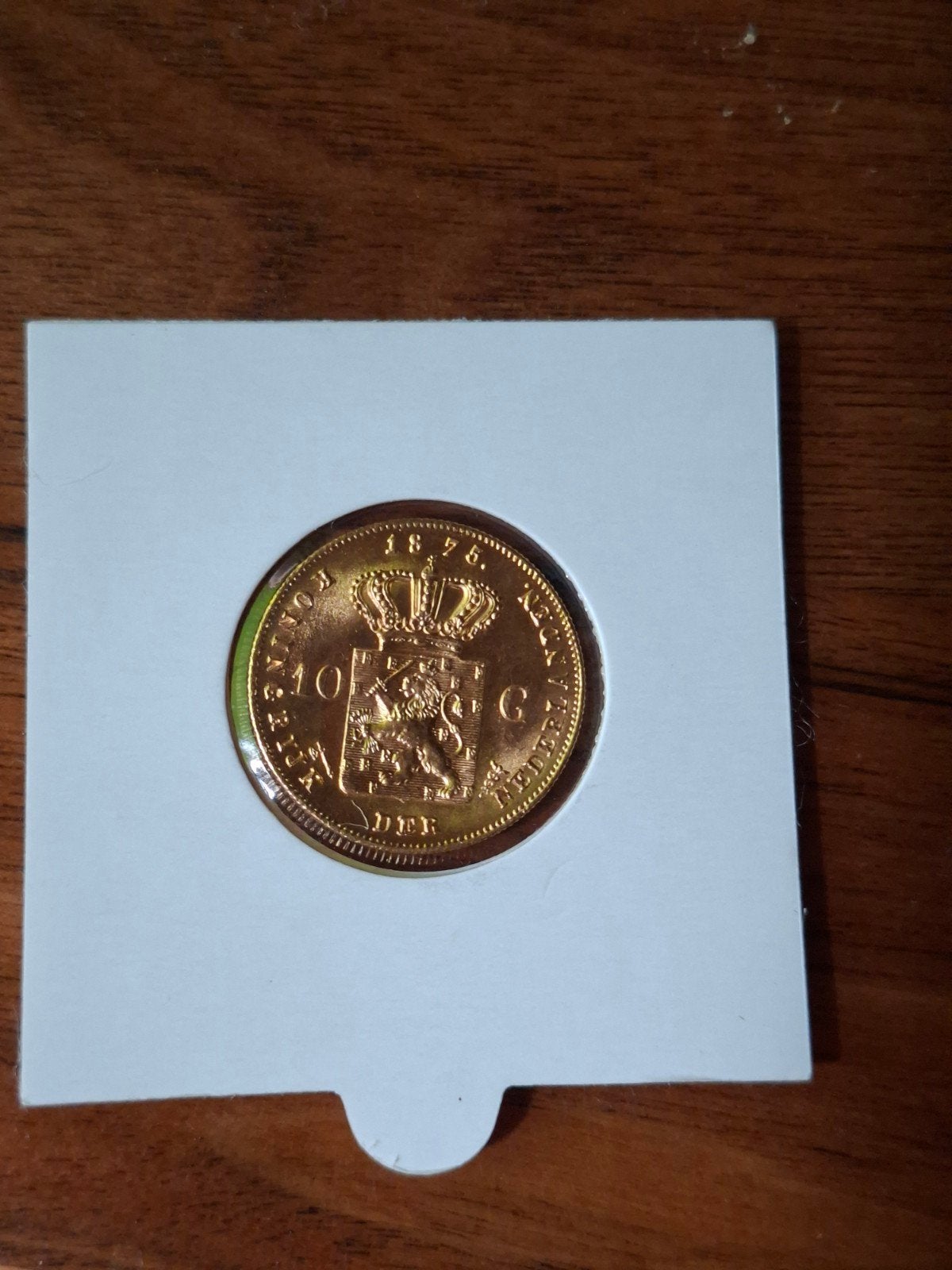 10 gulden 1875/74 overslag jaartalwijziging  willem 3, Koning Willem III, Losse munt, 10 gulden, Goud