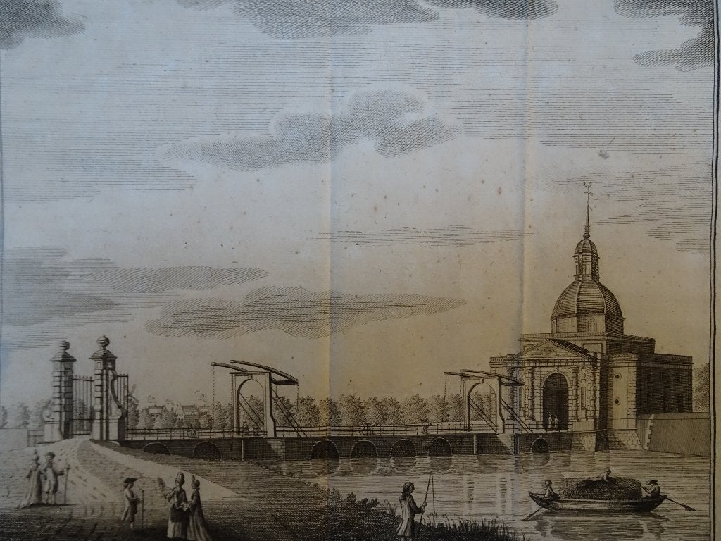 gravure De Muider Poort, Amsterdam, de Bakker, 1780, Ophalen of Verzenden, Origineel