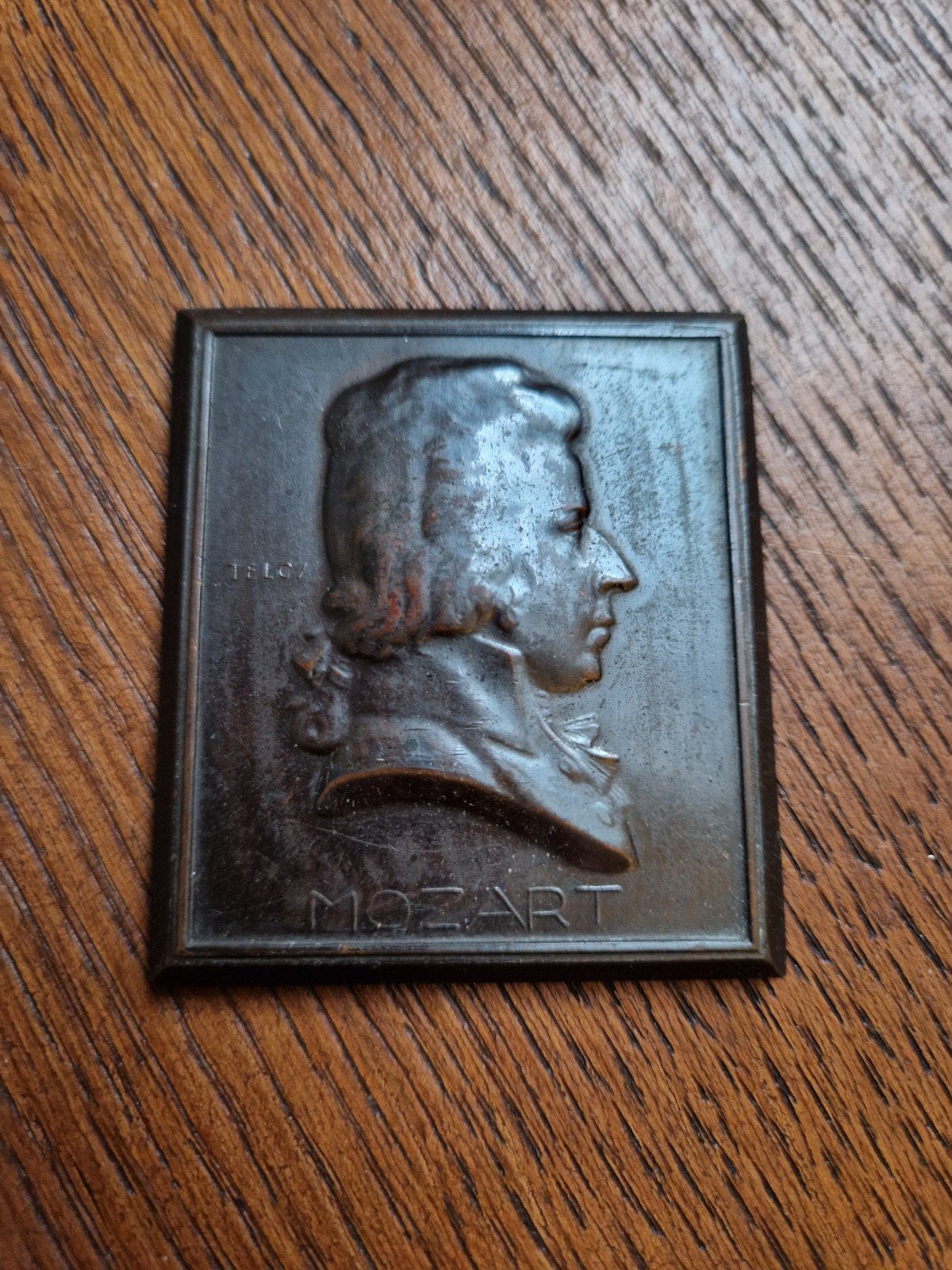 bronzen plaquette Mozart uit 1924 Telcs, Postzegels en Munten, Ophalen of Verzenden, Brons