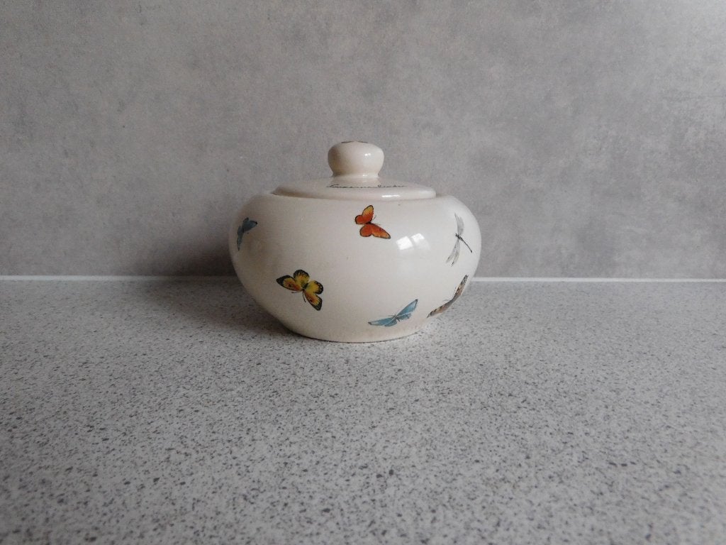 Suikerpot Vlinders Janneke Brinkman Douwe Egberts, Overige merken, Keramiek, Ophalen of Verzenden, Zo goed als nieuw