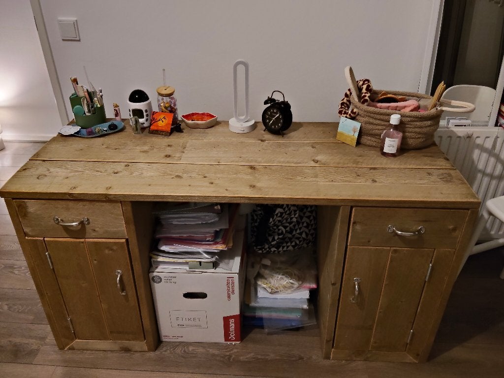 Kinderbureau steigerhout, Ophalen of Verzenden, Demontabel, Zo goed als nieuw, Hout