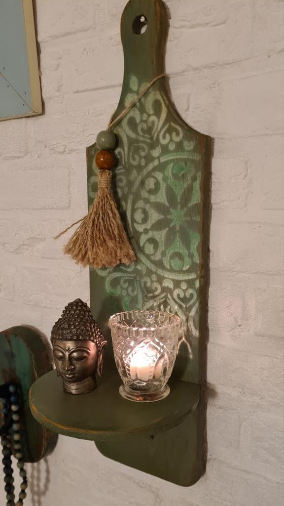 Wandplankje wandrekje altaartje met mandala kralenhanger, Ophalen of Verzenden, Nieuw