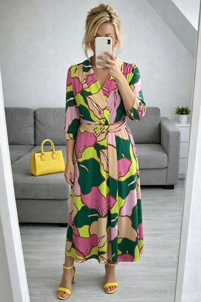 Jurk xl K-Design, K-design, Maat 46/48 (XL) of groter, Zo goed als nieuw, Onder de knie