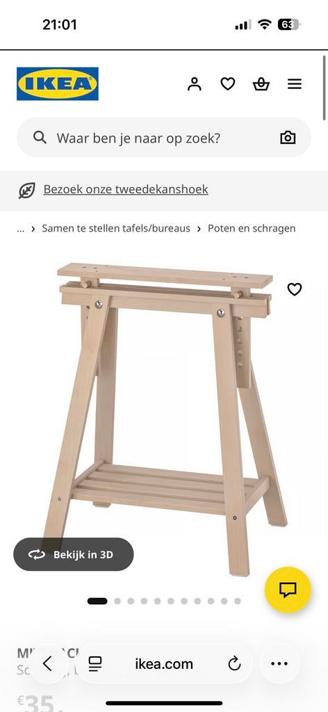 IKEA MITTBACK Schragen - Nieuw in doos, Huis en Inrichting, Tafelonderdelen, Zo goed als nieuw, Tafelpoot, Minder dan 50 cm, 50 tot 100 cm
