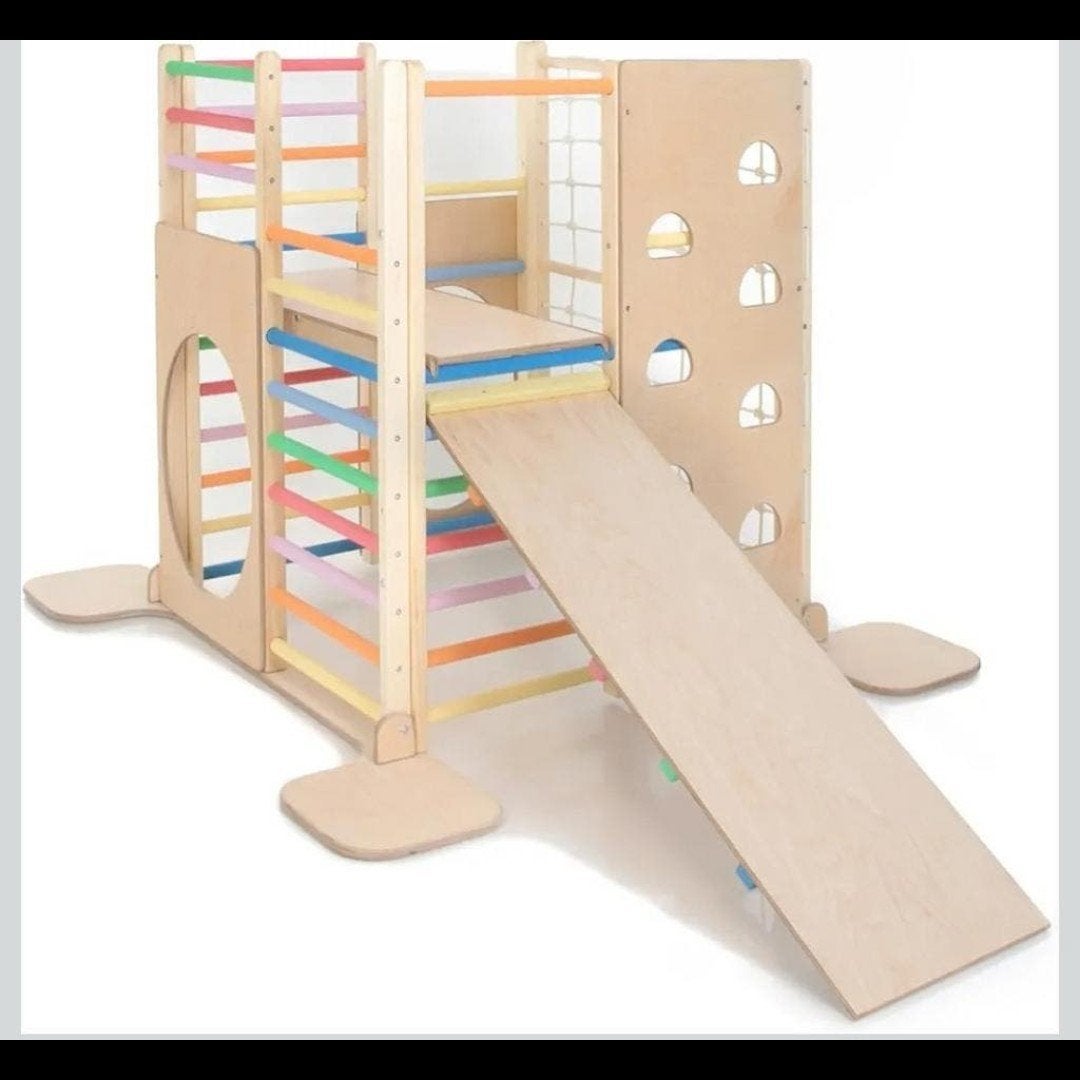 Houten Klimtoestel met Glijbaan en Klimwand voor Kinderen, Ophalen, Gebruikt, Klimwand