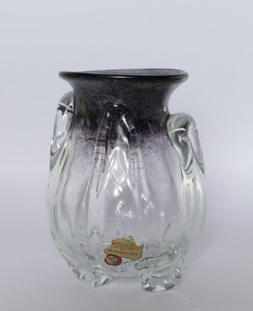 Vintage Boheems mondgeblazen glazen vaas, Antiek en Kunst, Antiek | Glas en Kristal, Ophalen of Verzenden