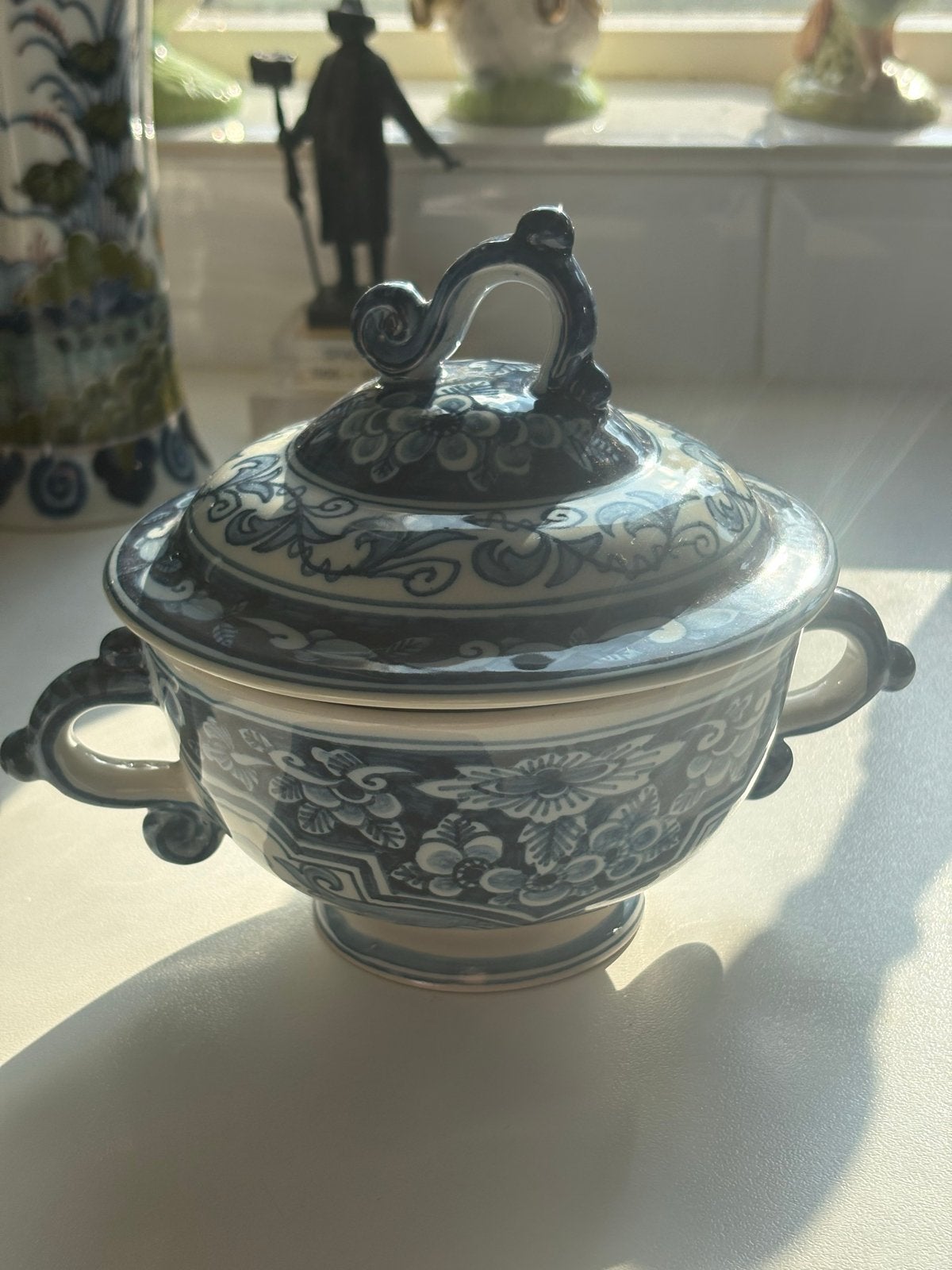 Antieke Makkum Tichelaar Delfts Blauw Suikerpot met Deksel, Ophalen of Verzenden