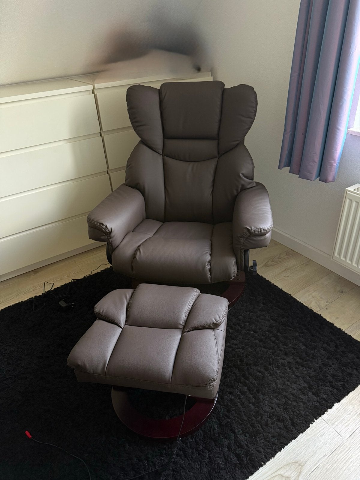 Homcom Relaxfauteuil met Massage en Voetenbank Kunstleer, Ophalen of Verzenden, Nieuw, Kunststof, 75 tot 100 cm