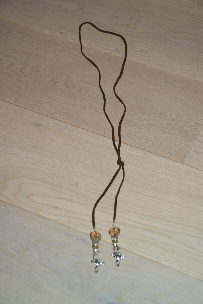 Te koop: Ketting, bruin, hart, kikker en schelpjes, slakjes, Overige materialen, Verstelbaar, Bruin, Nieuw