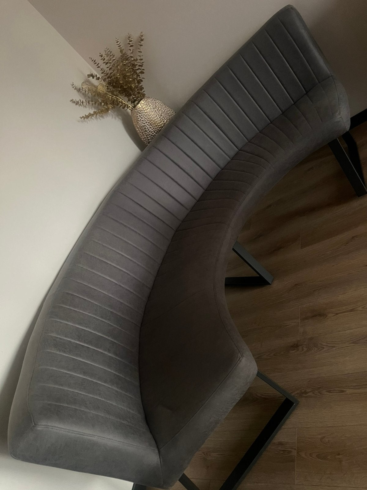 Ronde Eetkamerbank antraciet 130 cm zeer netjes, Ophalen, Tweepersoons, Zo goed als nieuw, Minder dan 150 cm