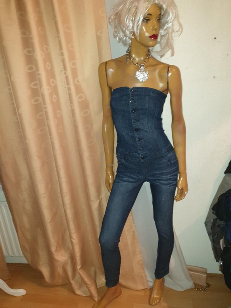 Stijlvolle Denim Strapless Jumpsuit only- Maat 36, Only, Blauw, Ophalen of Verzenden, Zo goed als nieuw