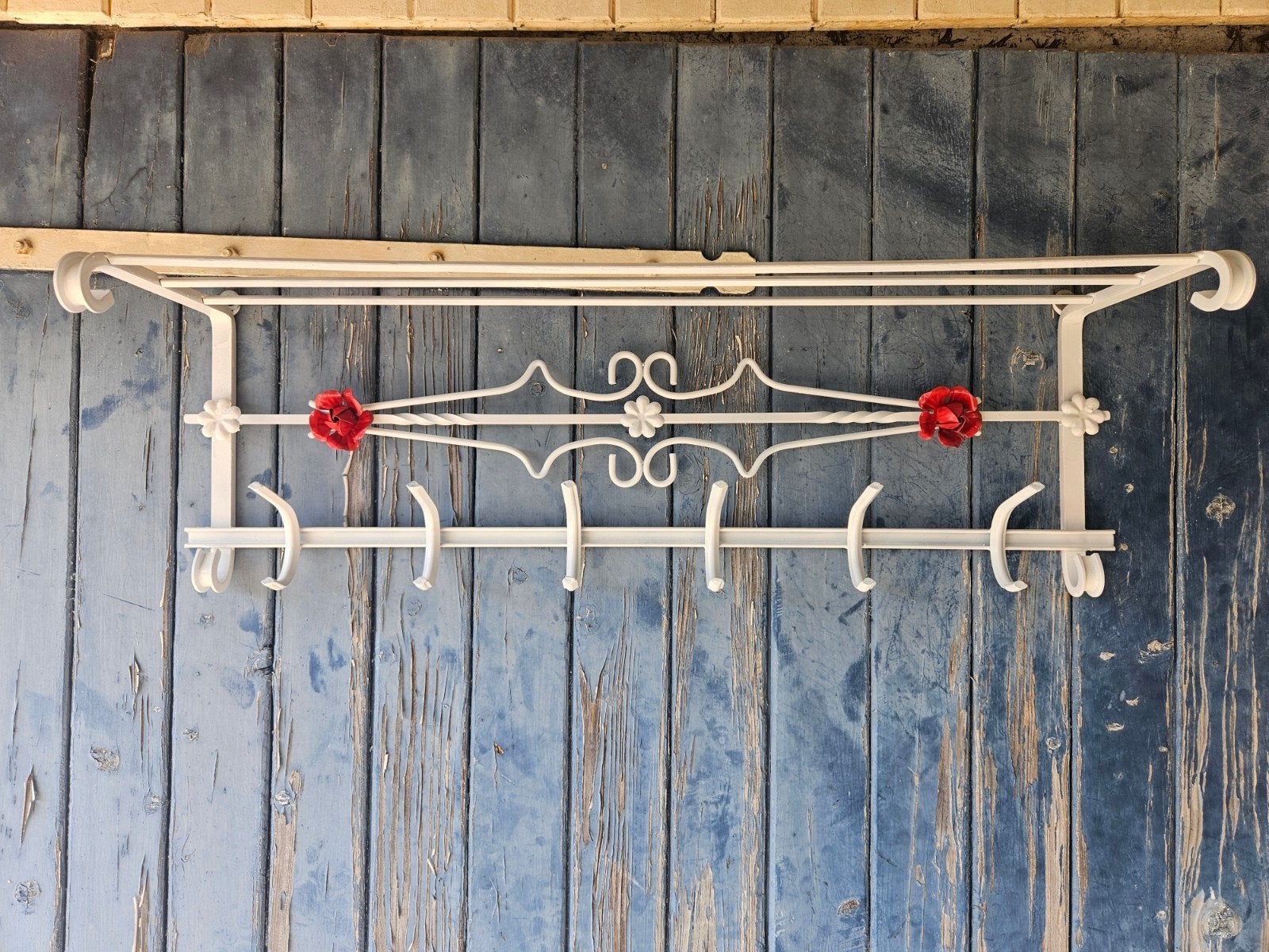 Vintage metalen wandkapstok met bloemdetails, Gebruikt, Minder dan 100 cm, Metaal, Ophalen