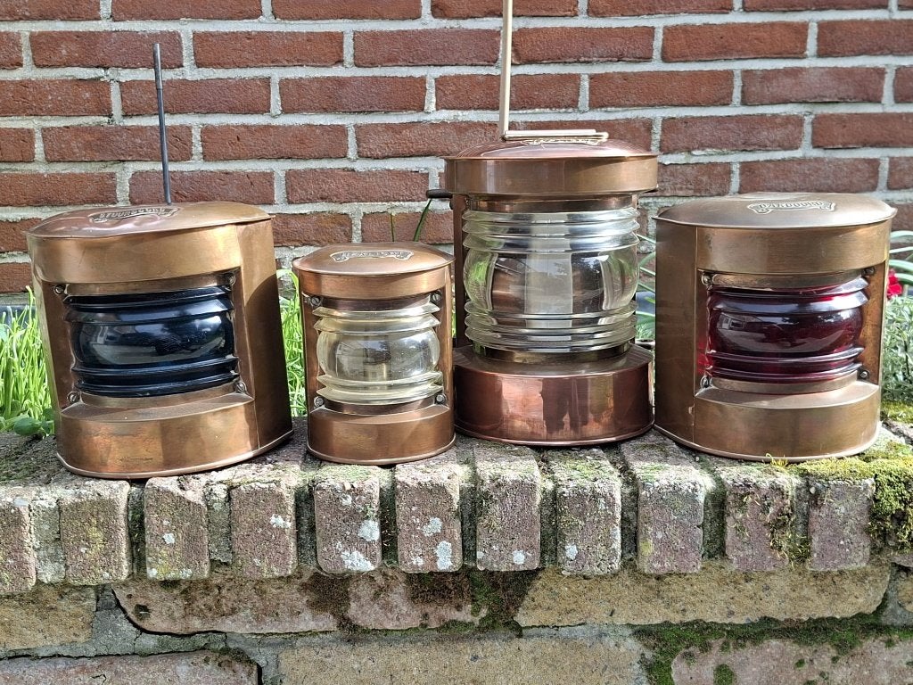 Mooie complete set koperen navigatielampen/verlichting, Ophalen