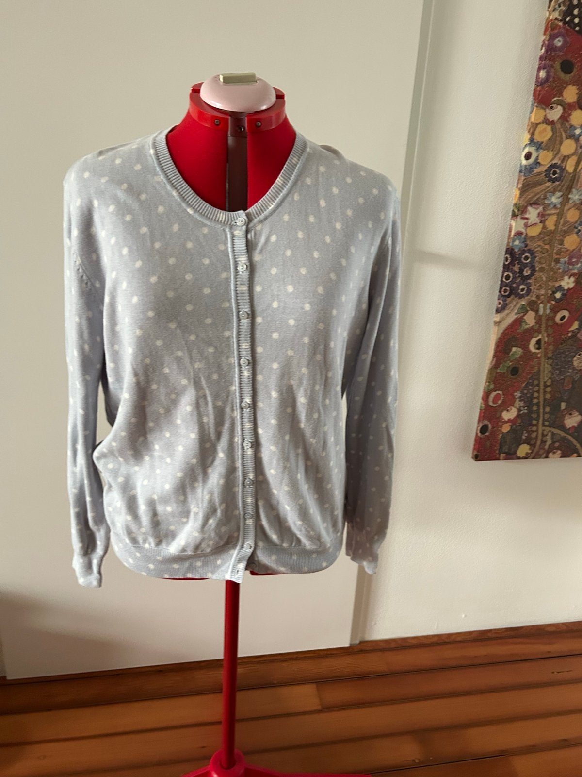 Lichtblauw wit gestipt vestje XXL - Blooomings, Ophalen of Verzenden, Gedragen, Maat 46/48 (XL) of groter, Blauw
